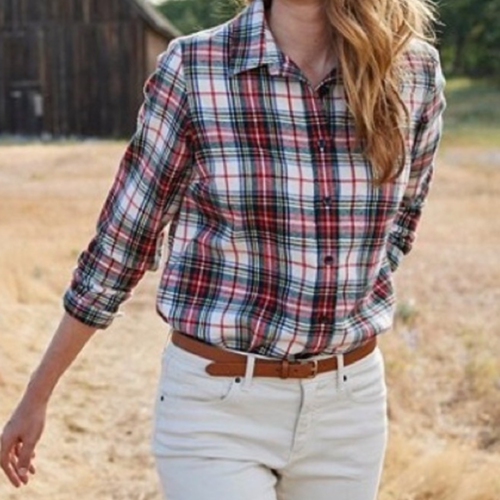 Plaid button down top